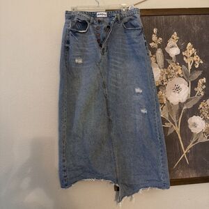 Skirted Fancy Size Large Long Denim Skirt